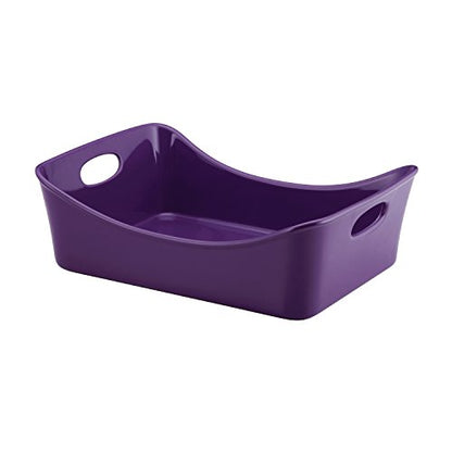 Rachael Ray Solid Glaze Ceramics Roasting Pan/Baking Pan/Lasagna Pan - 9 Inch x 13 Inch, Purple