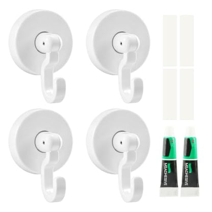Heavy Duty Adhesive Ceiling Hooks 4 Pack for Hanging Plants No Drill - Variation of 4 Hooks+2 Glue