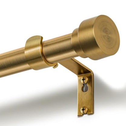 Brushed Brass Curtain Rod 32-88 Inch Heavy Duty Adjustable Drapery Pole with Finials