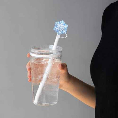Christmas Straw Toppers 6Pcs Snowflake Straw Covers Reusable Drinking Straw Cover Caps Xmas Straw Topper Cute Design Snow Straw Tips Lids 10mm Christmas Straw Cover Set, Stanley Cup Accessories