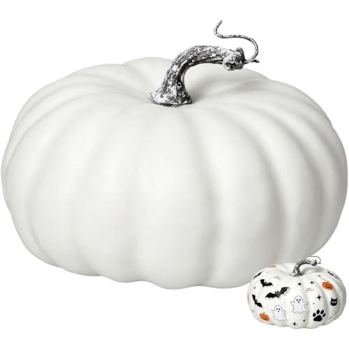 Large White Foam Pumpkins for Fall Decor Halloween Thanksgiving 7.9 Inch