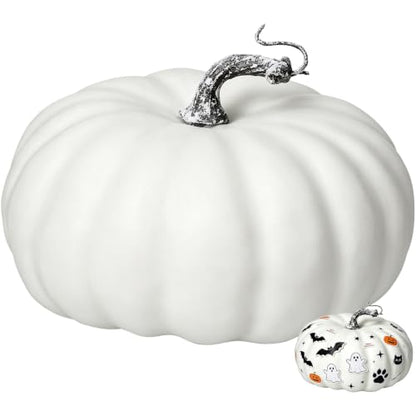 Large White Foam Pumpkins for Fall Decor Halloween Thanksgiving 7.9 Inch