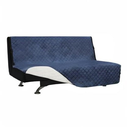Easy-Going Futon Sofa Slipcover Reversible Sofa Cover Armless Cover Furniture Protector Couch Cover Water Resistant Pets, Kids, Children, Dog, Cat Dark Blue/Ivory