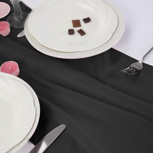 Peomeise 6 Pack Chiffon Table Runners 14x108 Inches - Black, Elegant Decor