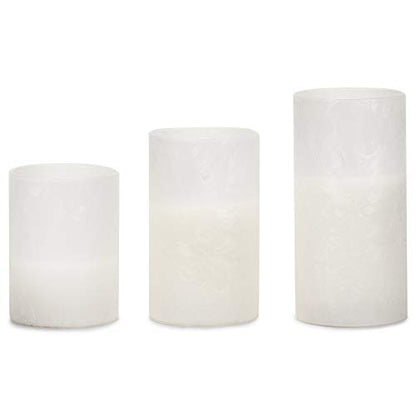 Jeweled Snowflake Flameless LED Pillar Candles Set of 3 - Winter Holiday Decor