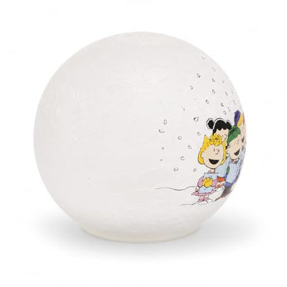 Peanuts Gang Caroling Crackle Glass Holiday LED Globe - 6 Inch Christmas Decor