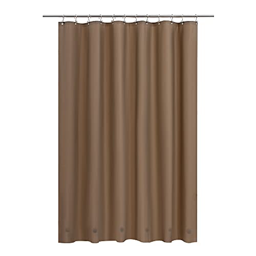 Barossa Design Brown Shower Curtain Liner with 6 Magnets - Waterproof PEVA Shower Liner for Bathroom, 72" x 72" Standard Size, PVC Free, Metal Grommets - Brown, 72x72