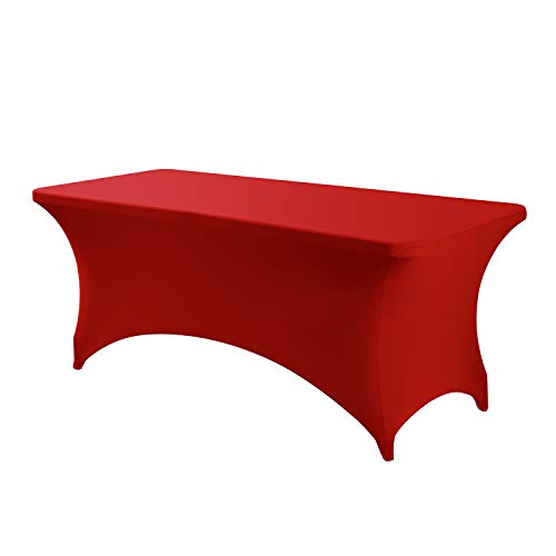 6FT Red Spandex Table Cover for Rectangular Tables - Holiday Party Decor