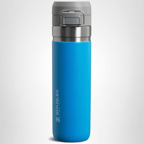 Stanley Quick Flip GO Water Bottle 24 oz | Push Button Lid | Leakproof and Packable for Travel and Sports | Insulated Stainless Steel | BPA-Free | Azure