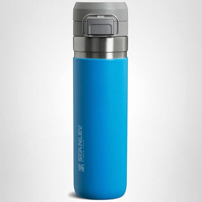 Stanley Quick Flip GO Water Bottle 24 oz | Push Button Lid | Leakproof and Packable for Travel and Sports | Insulated Stainless Steel | BPA-Free | Azure