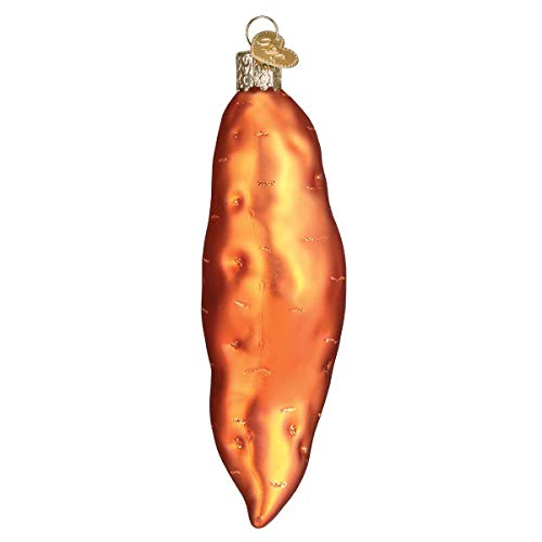 Sweet Potato Glass Christmas Ornament - Handcrafted Holiday Decoration 1.5 x 1.5 x 5 Inches