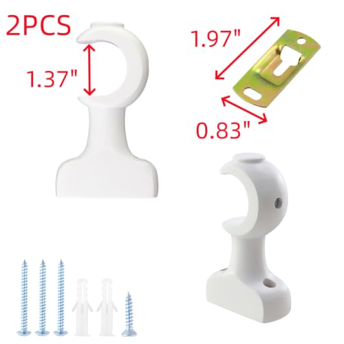 Wooden Curtain Rod Brackets White Support Diameter 35mm Pack of 2