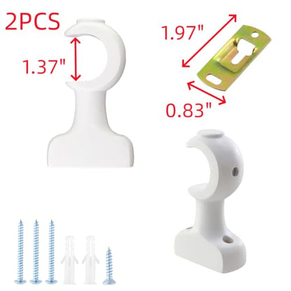 Wooden Curtain Rod Brackets White Support Diameter 35mm Pack of 2