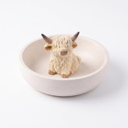 Highland Cow Jewelry Dish Holder - Rustic Ring Tray with Color-2