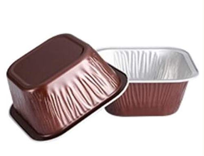 KEISEN Square 4 Inch 8oz 230ml 100/PK Disposable Aluminum Foil Cups for Muffin Cupcake Baking Bake Utility Ramekin Cup(Coffee)