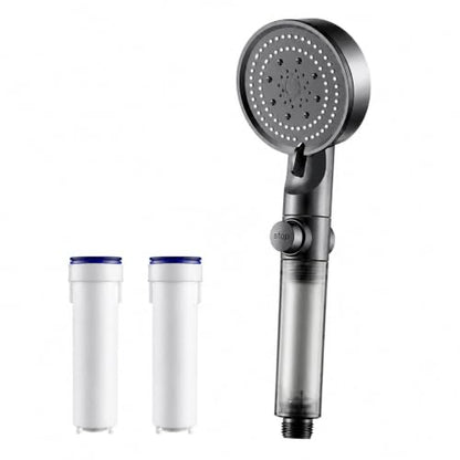 Black Filtered Handheld Shower Head with 5 Spray Modes - High Pressure Chrome Finish