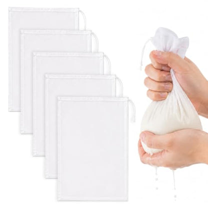 6 Pcs Nut Milk Bags with Fine Mesh Cheese Cloth for Straining & Juicing