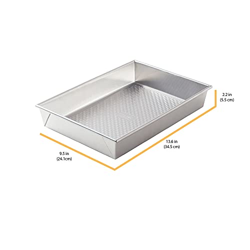 Chicago Metallic Uncoated Textured Aluminum Rectangular Cake Baking Pan, 9-Inch-by-13-Inch, Silver