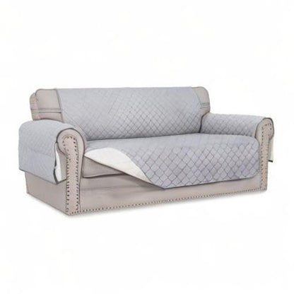 Easy-Going Sofa Slipcover Reversible Loveseat Sofa Cover Couch Cover for 2 Cushion Couch Furniture Protector with Elastic Straps for Pets Kids Dog Cat (Oversized Loveseat, Light Gray/Ivory)