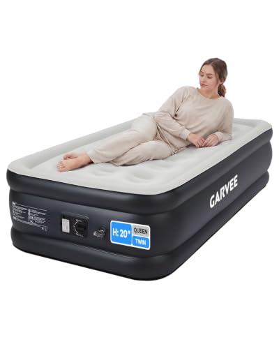 Twin Raised Inflatable Mattress with Built-In Pump - 20 Inch High, Supports 400 lbs