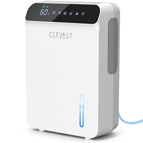 2L Compact Dehumidifier for Bedroom Bathroom with Drain Hose Quiet 500 Sq.ft