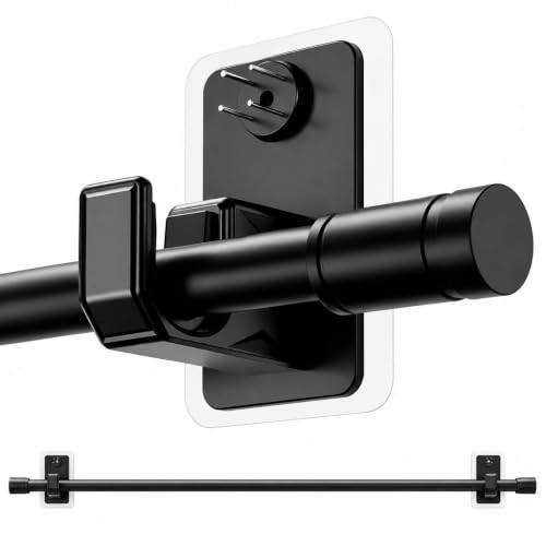 No-Drill Adjustable Curtain Rod Set, 5/8 Inch Black, 6 Pieces