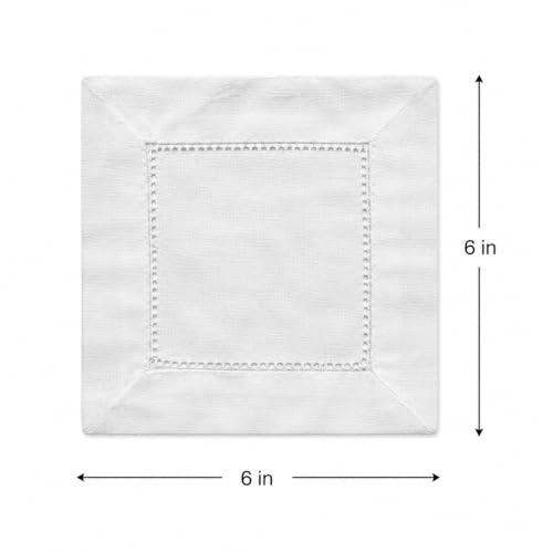 12-Pack Linen Cocktail Napkins 6x6 Inch Washable Cloth for Weddings & Parties