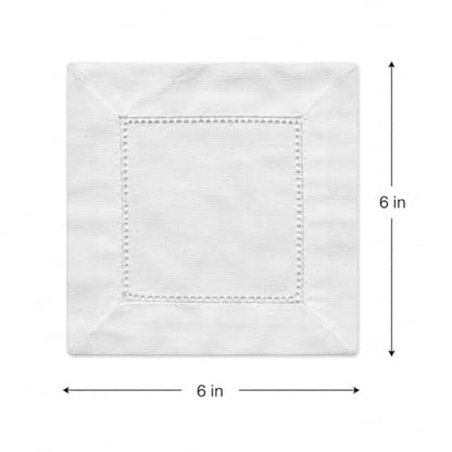 12-Pack Linen Cocktail Napkins 6x6 Inch Washable Cloth for Weddings & Parties