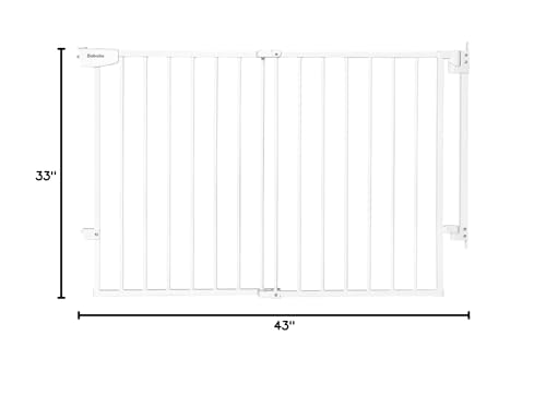 Babelio 29-43" No Bottom Bar Baby Gate for Stairs, Safety Pet Gates with Large Walk Thru Door, Hardware Mount Dog Gate for The House and Doorways, White