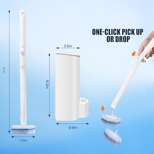 Disposable Toilet Brush Set with 60 Refills Wall Mount or Stand Bathroom Cleaning Kit