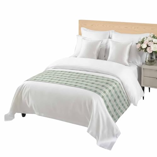 Sage Green Bed Runners for Queen Size Bed - Tropical Botanical Decor with Variation 83x20 inches