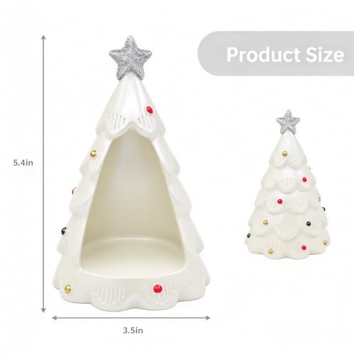 White Resin Christmas Tree House with Tree Hole - Holiday Decor, 5.4 Inch