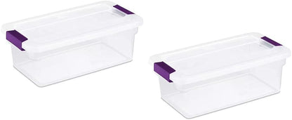 Sterilite 6 Quart ClearView Latch Storage Containers - Sweet Plum Handles | Set of 2
