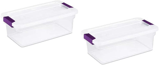 Sterilite 6 Quart ClearView Latch Storage Containers - Sweet Plum Handles | Set of 2
