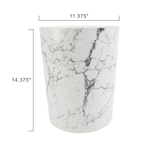 5 Gallon Small Plastic Trash Can with No Lid - White Marble Design