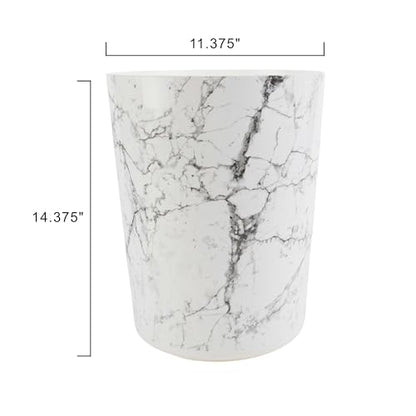 5 Gallon Small Plastic Trash Can with No Lid - White Marble Design