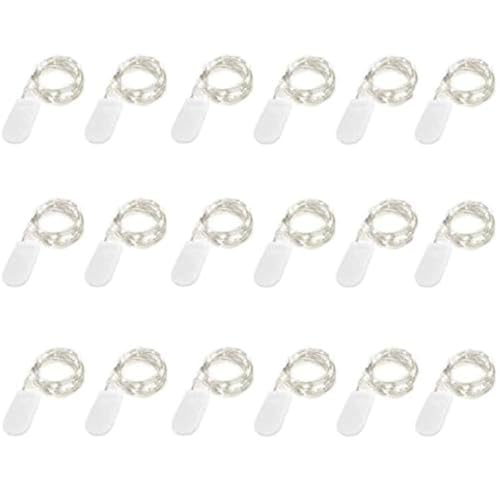 Battery Operated Fairy Lights 6.6ft 20 LED Waterproof String Light for DIY Decor - Cool White, 18 Pack