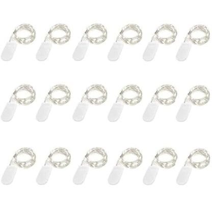 Battery Operated Fairy Lights 6.6ft 20 LED Waterproof String Light for DIY Decor - Cool White, 18 Pack