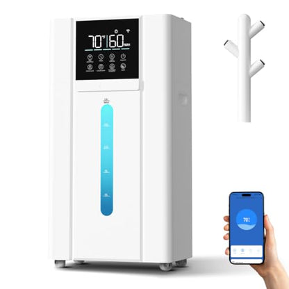 Smart Humidifier for Large Rooms with App Control, 4.8Gal Top Fill, White