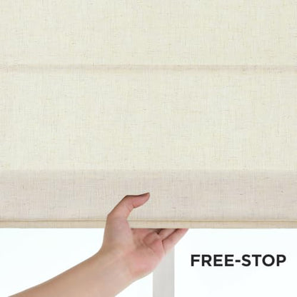 Joydeco No Drill Linen Roman Shades - Light Filtering Beige 46x72 Inches Variation of Beige / 46W x 72H