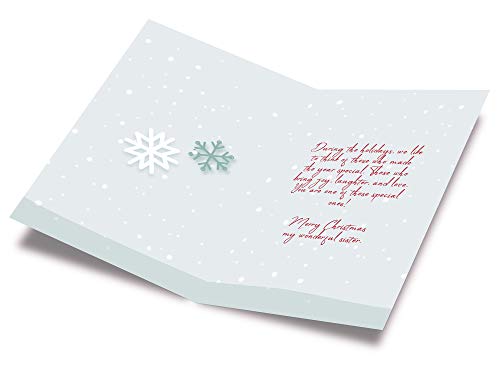 Sister Christmas Card - Eco-Friendly Thick Card Stock with Premium Envelope - Made in America - 5x7.75 Inches