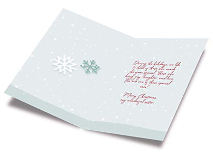 Sister Christmas Card - Eco-Friendly Thick Card Stock with Premium Envelope - Made in America - 5x7.75 Inches