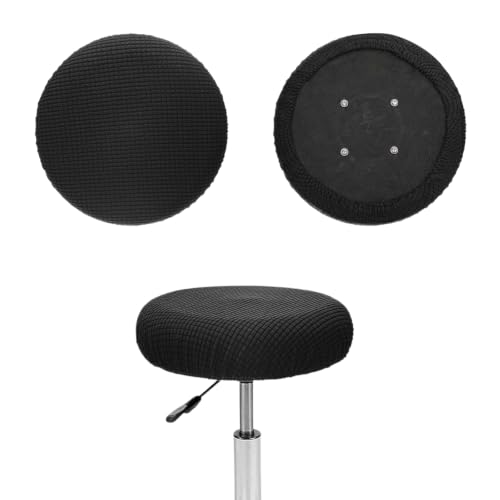 Black 2 Pack Round Bar Stool Covers 12-14 Inch Elastic Washable