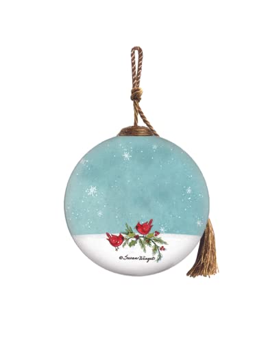 Snowman and Animals Hand-Painted Glass Ornament, 3in Round