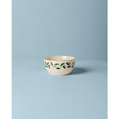 Lenox Holiday Porcelain Christmas Decorative Bowl Small - Holly & Gold Trim
