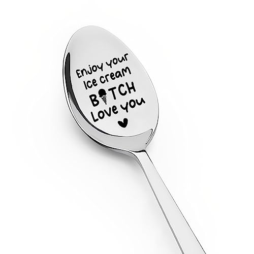 Personalized Ice Cream Spoon Gift for Best Friend & Sister - Fun Stainless Steel Utensil