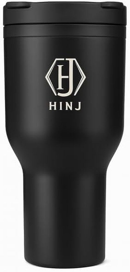 Insulated Travel Tumbler - 28oz Black Stainless Steel with Lid for Hot & Cold Beverages