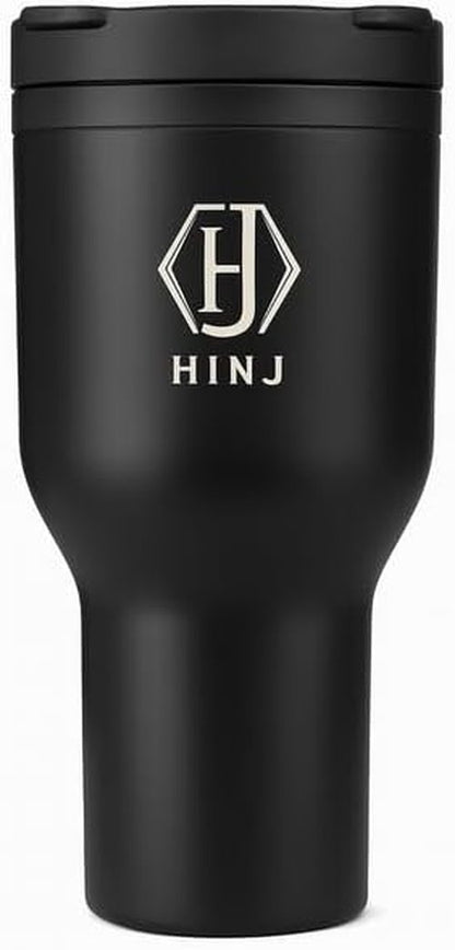 Insulated Travel Tumbler - 28oz Black Stainless Steel with Lid for Hot & Cold Beverages