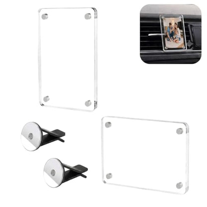Car Dashboard Photo Frame 2 Pack Acrylic Clip-On Vent Photo Holders