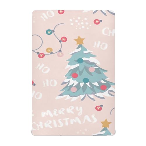 Mini Fitted Baby Crib Sheet A03 - Soft & Elastic Baby Bed Sheet for Toddler & Playard, Christmas Pattern
